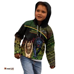 Custom Panthers Rugby Kid Hoodie Go Premiers Back To Back Polynesian Indigenous Art
