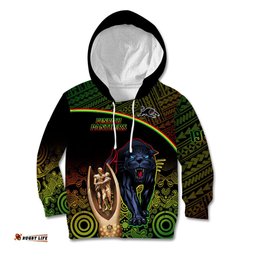 Custom Panthers Rugby Kid Hoodie Go Premiers Back To Back Polynesian Indigenous Art