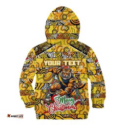 Custom Richmond Tigers Football Merry Christmas Kid Hoodie Indigenous Australian Art