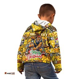 Custom Richmond Tigers Football Merry Christmas Kid Hoodie Indigenous Australian Art