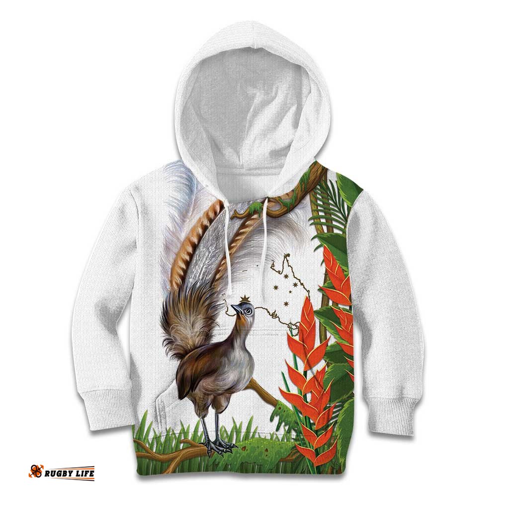 Australia Superb Lyrebird Kid Hoodie Aussie Map Rainforest Vibes