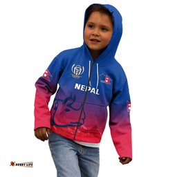 Personalised Nepal Cricket Kid Hoodie Dynamic Version