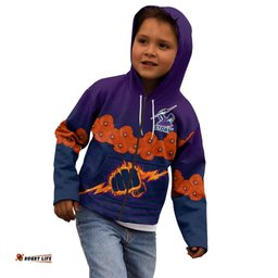 Custom Text And Number ANZAC Melbourne Storm Rugby Kid Hoodie Poppy Flowers Sporty Style