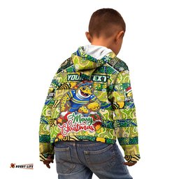 Custom Eels Rugby Merry Christmas Kid Hoodie Indigenous Australian Art