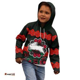 ANZAC NRL Rabbitohs Rugby Kid Hoodie The Bunnies 1908 Poppy Flowers Mixed Aboriginal
