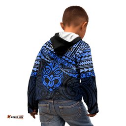 Personalised Matariki New Zealand Kid Hoodie Maori New Year Tiki Blue Version