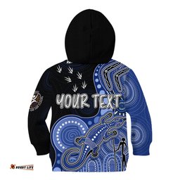 Personalised NAIDOC Week AFL Kangaroos Kid Hoodie Aboriginal Dot Art Lizard Mix Boomerang