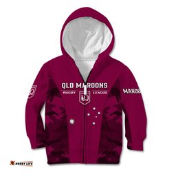 Personalised QLD Rugby Kid Hoodie Go Maroons Camouflage Sporty Style