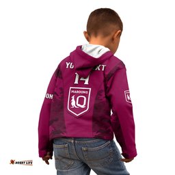 Personalised QLD Rugby Kid Hoodie Go Maroons Camouflage Sporty Style