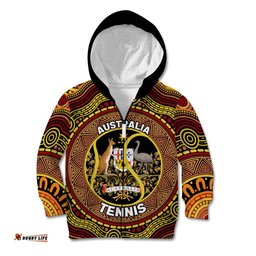 Personalised Australia Tennis Kid Hoodie Aussie Indigenous Art