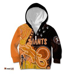 Personalised NAIDOC Week AFL Giants Kid Hoodie Aboriginal Dot Art Lizard Mix Boomerang