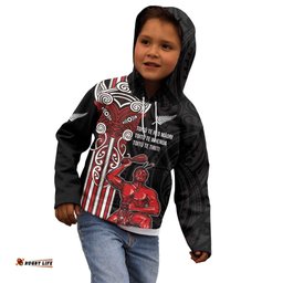 Toitu Te Reo Maori Toitu Te Whenua Toitu Te Tiriti Kid Hoodie Maori Warrior New Zealand