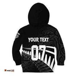 Personalised New Zealand Cricket Hoodie KID Black Cap World Cup