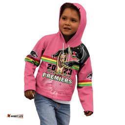 Personalised Panthers Kid Hoodie Premiers Back To Back Pink Version