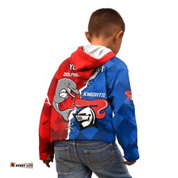 Personalised Dolphins and Knights Rugby Kid Hoodie Sporty Version