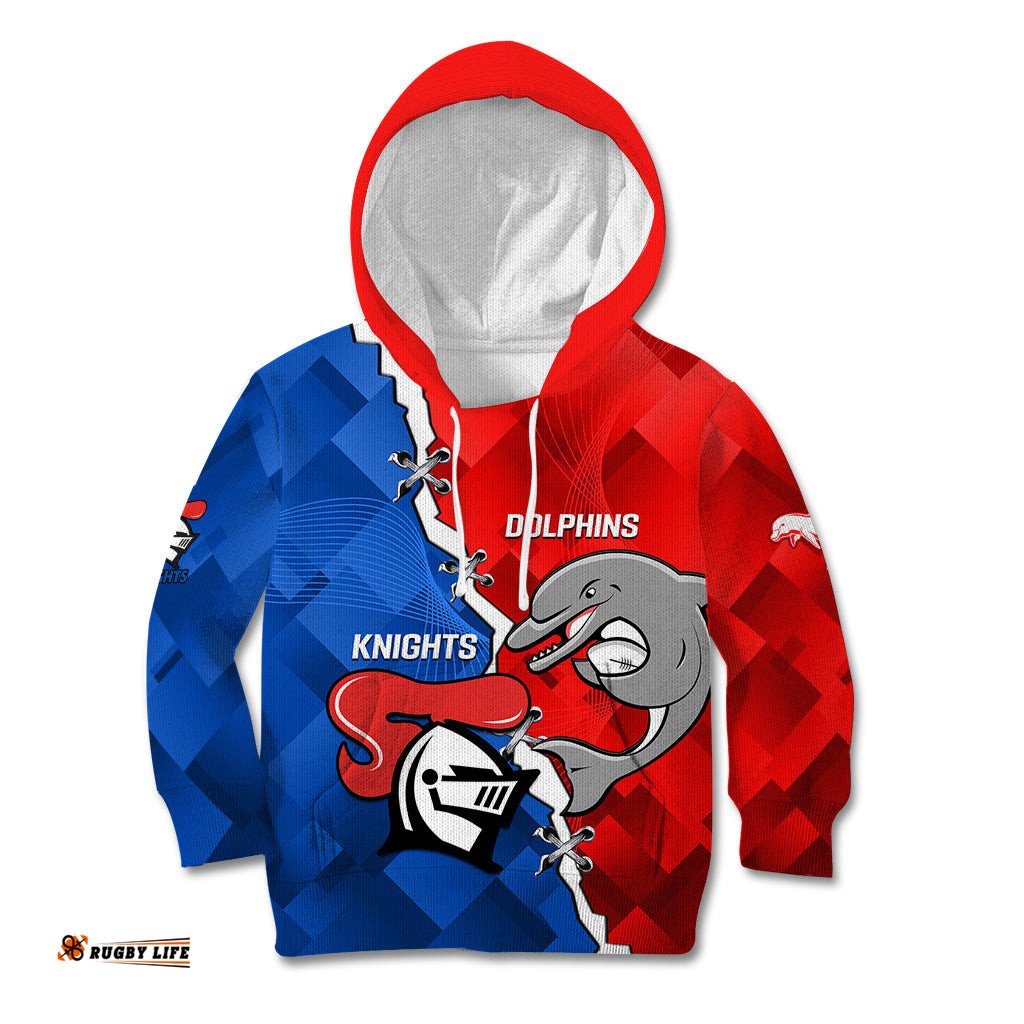Personalised Dolphins and Knights Rugby Kid Hoodie Sporty Version