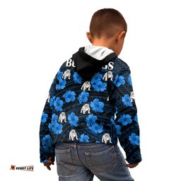 Bulldogs Rugby Kid Hoodie Polynesian Style With Hibiscus