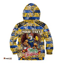 Custom Eagles Football Merry Christmas Kid Hoodie Indigenous Australian Art