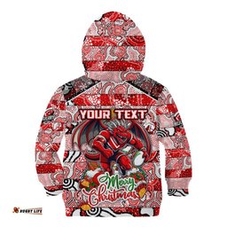 Custom Dragons Rugby Merry Christmas Kid Hoodie Indigenous Australian Art