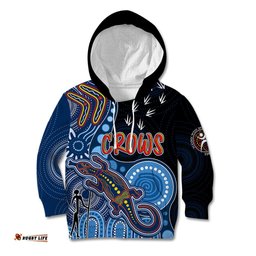 Personalised NAIDOC Week AFL Crows Kid Hoodie Aboriginal Dot Art Lizard Mix Boomerang