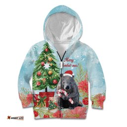 Australia Christmas Kid Hoodie Merry Wombat mas Watercolor Style