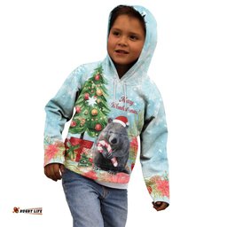 Australia Christmas Kid Hoodie Merry Wombat mas Watercolor Style