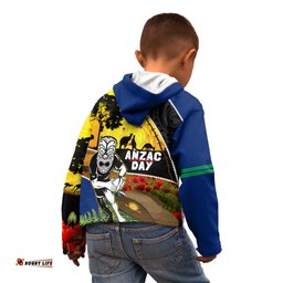 Warriors Rugby ANZAC Day Kid Hoodie New Zealand Wahs Tiki Mascot Rosemary Starry Night