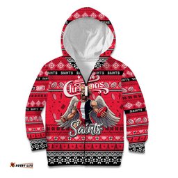 Personalized Saints Football Xmas Kid Hoodie Australia AFL Mascot