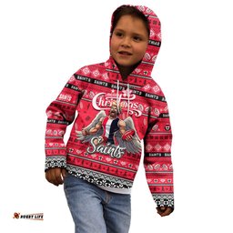 Personalized Saints Football Xmas Kid Hoodie Australia AFL Mascot