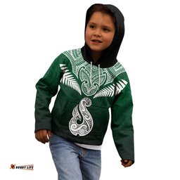 Personalised New Zealand Kid Hoodie Hei Matau Mix Silver Fern Basic