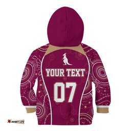 Personalised QLD Maroons Rugby Indigenous Kid Hoodie State Of Origin Canetoads