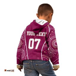 Personalised QLD Maroons Rugby Indigenous Kid Hoodie State Of Origin Canetoads