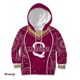 Personalised QLD Maroons Rugby Indigenous Kid Hoodie State Of Origin Canetoads
