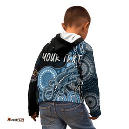 Personalised NAIDOC Week AFL Blues Kid Hoodie Aboriginal Dot Art Lizard Mix Boomerang