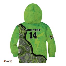 Custom Sydney Thunder Kid Hoodie Indigenous Art Grunge Style