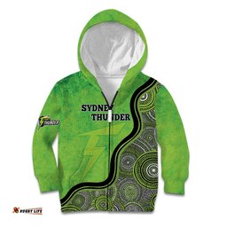 Custom Sydney Thunder Kid Hoodie Indigenous Art Grunge Style