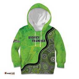 Custom Sydney Thunder Kid Hoodie Indigenous Art Grunge Style