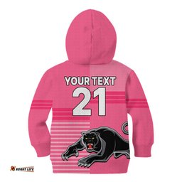 Custom Text And Number Penrith Panthers Rugby Kid Hoodie Proud The Panthers Comeback Pink