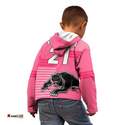 Custom Text And Number Penrith Panthers Rugby Kid Hoodie Proud The Panthers Comeback Pink