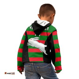 Custom Text And Number Rabbitohs Rugby Kid Hoodie Go Souths 1908 Sporty Style Black