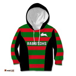 Custom Text And Number Rabbitohs Rugby Kid Hoodie Go Souths 1908 Sporty Style Black
