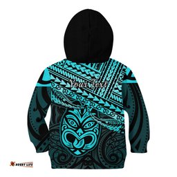 Personalised Matariki New Zealand Kid Hoodie Maori New Year Tiki Turquoise Version