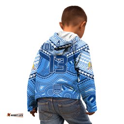 Custom Text and Number NSW Blues Hoodie KID Aboriginal and Polynesia Admirable