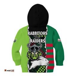 NRL Combine Rabbitohs and Raiders Kid Hoodie Sporty Style