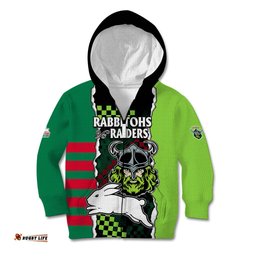 NRL Combine Rabbitohs and Raiders Kid Hoodie Sporty Style