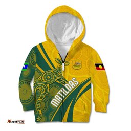 Personalised Australia Soccer Matildas Indigenous Kid Hoodie World Cup