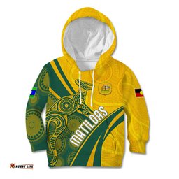 Personalised Australia Soccer Matildas Indigenous Kid Hoodie World Cup