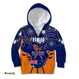 Personalised Australia Barbecue Kid Hoodie Aussie Lovers BBQ Indigenous Version
