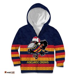 AFL Adelaide Christmas Personalised Kid Hoodie with Crows Mascot