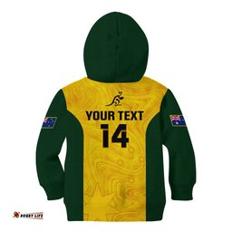 Personalised Australia Rugby Kid Hoodie Go Wallaroos Pacific Simple Version
